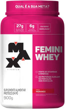 Whey Protein Femini Max Titanium Morango 900g Suplemento Proteico com Colágeno e Vitaminas